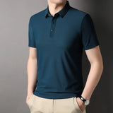 Itooh  Men's Summer Hollow Short-sleeved Polo Shirt: Ice Silk, Breathable, Business Fashion