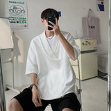 Itooh Summer Black White Pullover Shirt Men Fashion Oversized Casual Shirt Men Korean Loose Short Sleeve Shirts Mens Dress Shirt M-2XL