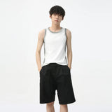 Itooh  Men's Wear Summer New Korean Style Streetwear Contrast Color Sleeveless T-shirt Slim Round Collar Tops Casual Vests