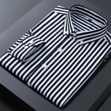 ITOOH 2024 Classic Striped Dress Shirt for Men, Slim Fit Business Long Sleeve Shirts Plus Size M-5XL Male Social Casual Shirts Outwear