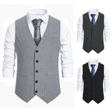 Itooh New Men's Stripe Vest Suit Vest Single breasted Designer Brand Sleeveless Formal Coat Top Adult Dress Tuxedo