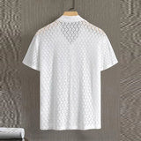 Itooh Hollow Out Dots Embroidery Lace Shirts Men Sexy Transparent See Through Mesh Shirt Mens Summer Fashion Short Sleeve Shirt Tops