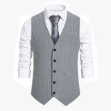 Itooh New Men's Stripe Vest Suit Vest Single breasted Designer Brand Sleeveless Formal Coat Top Adult Dress Tuxedo