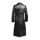 Itooh Winter Oversized Long Men's Leather Windbreaker Double breasted Coat COS German Military Leather Coat