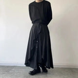 Itooh Men Streetwear Dark Black Skirts New Double Layer Skirt Trendy Versatile Male Irregular Unique Design Pleated Skirt Stage Outfit