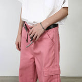 Itooh  Pink Cargo Jeans Pants Men Oversize Wide Leg Denim Trousers Male Loose Casual Japanese Streetwear Hip Hop Pocket