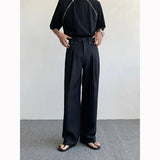 Itooh  Black Oversized Suit Pants Men Fashion Social Mens Dress Pants Korean Loose Straight Wide Leg Pants Mens Office Formal Trousers