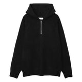 Itooh American Half Zipper Hooded Sweater for Men's Autumn Lazy Style Thickened Knitwear Pullover Wide Shoulder Casual Loose Hoodies