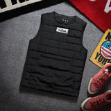 Itooh Round Neck Vest Men's Autumn Winter Cotton Thickened Thermal Vest Wearing Japanese Fashion Side Zipper Sleeveless Coat Pullover