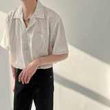 Itooh Summer New Korean Version Loose Trend Fashion Printed Short Sleeve Lapel Men's Clothing Handsome Simplicity Commute Shirt