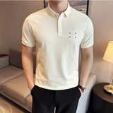 Itooh Summer Jacquard Embroidered Polo Shirt for Men Slim Fit Short Sleeved Casual T-shirts Fashion Business Formal Social Polos Male