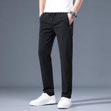 Itooh Summer Soft Ice Silk Fabric Men's Thin Casual Pants Korean-style fashion techwear Straight High Stretch Trousers Male Brand