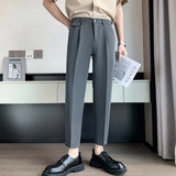 ITOOHSummer Solid Color Suit Pants Men Slim Fashion Social Mens Dress Pants Korean Straight Casual Pants Mens Office Formal Pants