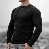 Itooh Long Sleeve Elastic Slim T-shirt Mens Sports Fitness Pure Color Zipper V Neck T Shirt Spring Men Clothes Casual Training Tee Top