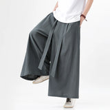 Itooh  Chinese Style Harajuku Linen Cotton Linen Pants Man Japanese Kimono Pants Male Streetwear Summer Retro Wide-Leg Trousers