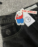 Itooh  Streetwear Polar Big Boy Jeans Japanese Harajuku Gothic Hip Hop Cartoon Embroidery Baggy Jean Black Pant High Waisd Wide Trouser