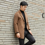 Itooh  Men's cardigan 100% wool coat casual knitted long sleeved coat men's lapel pure wool new double-sided woolen coat