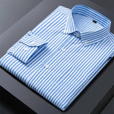 ITOOH 2024 Classic Striped Dress Shirt for Men, Slim Fit Business Long Sleeve Shirts Plus Size M-5XL Male Social Casual Shirts Outwear