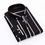 ITOOH Thin Long Sleeve Printed Shirt Men's Korean Slim Fit Plaid Shirt Casual Business Dress Shirts Fashion Striped Streetwear Tops