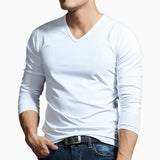 Itooh Undershirt Top Fashion Long Sleeves Mens Muscle Pullover Slim Fit Spring Casual V Neck Comfy Winter Stylish Summer