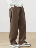 Itooh  Loose Men's Corduroy Trousers With Diagonal Pockets