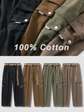 Itooh Autumn New Cargo Pants Men Multi-Pockets Cotton Casual Wide Pants Male Workwear Loose Straight Trousers Big Size 7XL 8XL