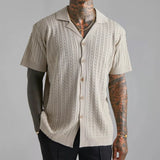 Itooh  Short Sleeve Revere Cable Knit Shirt