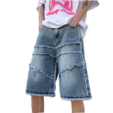 Itooh American High Street Men's Wide Leg Denim Shorts Summer New Fashion Casual Baggy Short Jeans Male Chic Burrs Clothes