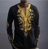 ITOOH African Print Dashiki T Shirt Men  Brand V Neck Long Sleeve Tshirt Men Casual Hip Hop Streetwear Tops Tees Africa Clothing