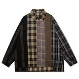 ITOOH Hip Hop Men Plaid Shirt Streetwear Patchwork Button Up Long Sleeve Cotton Shirt 2024 Summer Harajuku Vintage Casual Loose Shirts