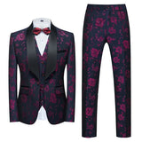 Itooh Fashion New Men's Casual Boutique Business Wedding Host Flower Color Suits 3 Pcs Set Dress Blazers Jacket Pants Vest Coat