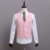 Itooh  Pink Wedding suits  Men Suits Notched Lapel Custom Made Groom Tuxedos 3 Piece Jacket Pants Vest