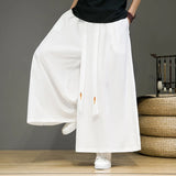 Itooh Chinese Style Men Streetwear Black Wide Leg Pants Men Women Punk Gothic Hip Hop Skirt Pants Man Ice Silk Bottoms Trousers