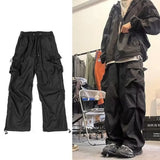 ITOOH Black Cargo Pants for Men Hip Hop Gray Cargo Trousers Male Red Spring Cotton Loose Casual Streetwear Hip Hop Pocket