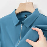 ITOOH Business Casual Men's Solid Color Polo Shirt, Stretchy Men's Everyday Casual Polo Shirt, and 2024 Summer Short Sleeve T-shirt.