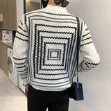 ITOOH Man Clothes Graphic Knitted Sweaters for Men Pullovers Striped Half Collar Turtleneck White Cheap Korean Fashion Order Classic X