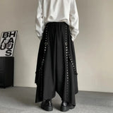 ITOOH Mens Gothic Rope Belt Decorated Irregular Skirt Pants Genderless Fashion Japanese Style Niche Dark Samurai Pants Hakama Unisex