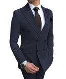 Itooh  Purple Mens Suits 2 Pieces Double-breasted Notch Lapel Flat Slim Fit Casual Tuxedos For Wedding (Blazer+Pants)