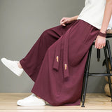 Itooh Chinese Style Men Streetwear Black Wide Leg Pants Men Women Punk Gothic Hip Hop Skirt Pants Man Ice Silk Bottoms Trousers