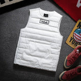 Itooh Round Neck Vest Men's Autumn Winter Cotton Thickened Thermal Vest Wearing Japanese Fashion Side Zipper Sleeveless Coat Pullover