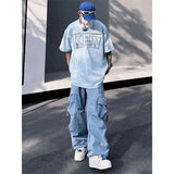 ITOOH Y2K Cargo Pants for Men Hip Hop Harajuku Parachute Cargo Trousers Male Blue Japanese Loose Casual Streetwear Hip Hop