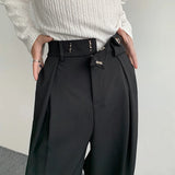 Itooh  Black Suit Pants Men Oversized Fashion Social Mens Dress Pants Korean Loose Straight Wide Leg Pants Mens Office Formal Trousers