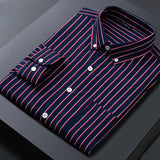 ITOOH 2024 Classic Striped Dress Shirt for Men, Slim Fit Business Long Sleeve Shirts Plus Size M-5XL Male Social Casual Shirts Outwear