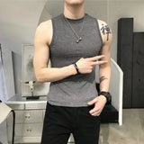 Itooh Summer Trend Vest Men's Tight Turtleneck Sleeveless Cotton Vest Male Slim Fitness Stretch Tank Tops Bottoming Shirt Streetwear