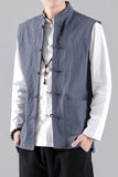 Itooh Summer Autumn Men Chinese Style Vests Vintage Linen Vests Mens Sleeveless Hanfu Cardigan Male Harajuku Open Stitch Waistcoat