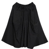 Itooh Spring Autumn High Waist Trousers Striped Plus Size Elastic Waist Wide Leg Pants Men Japanese Street Pocket Design Loose Skirts