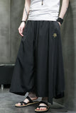 Itooh Chinese Style Men Harajuku Streetwear Elastic Waist Pants Fashion Wide Leg Kimono Pants Male Balck Skirt Trousers Women 5XL