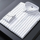 ITOOH 2024 Classic Striped Dress Shirt for Men, Slim Fit Business Long Sleeve Shirts Plus Size M-5XL Male Social Casual Shirts Outwear