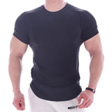 Itooh Men Summer T Shirts High Elastic Slim Fit Tshirt Men Quick-drying Curved Hem Mens T-Shirts Fitness T-Shirts Men Tops