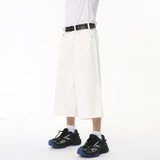 Itooh Korean Design Male Jeans Calf-length Pants Loose Wide Leg Trousers Straight Solid Color New Male Bottom Summer 2024